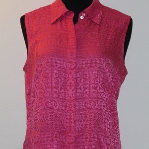 Talbots Silk top, Pink, button, sleeveless Size 8